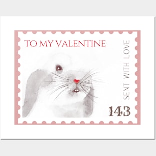 Valentine's day bunny love letter stamp Posters and Art